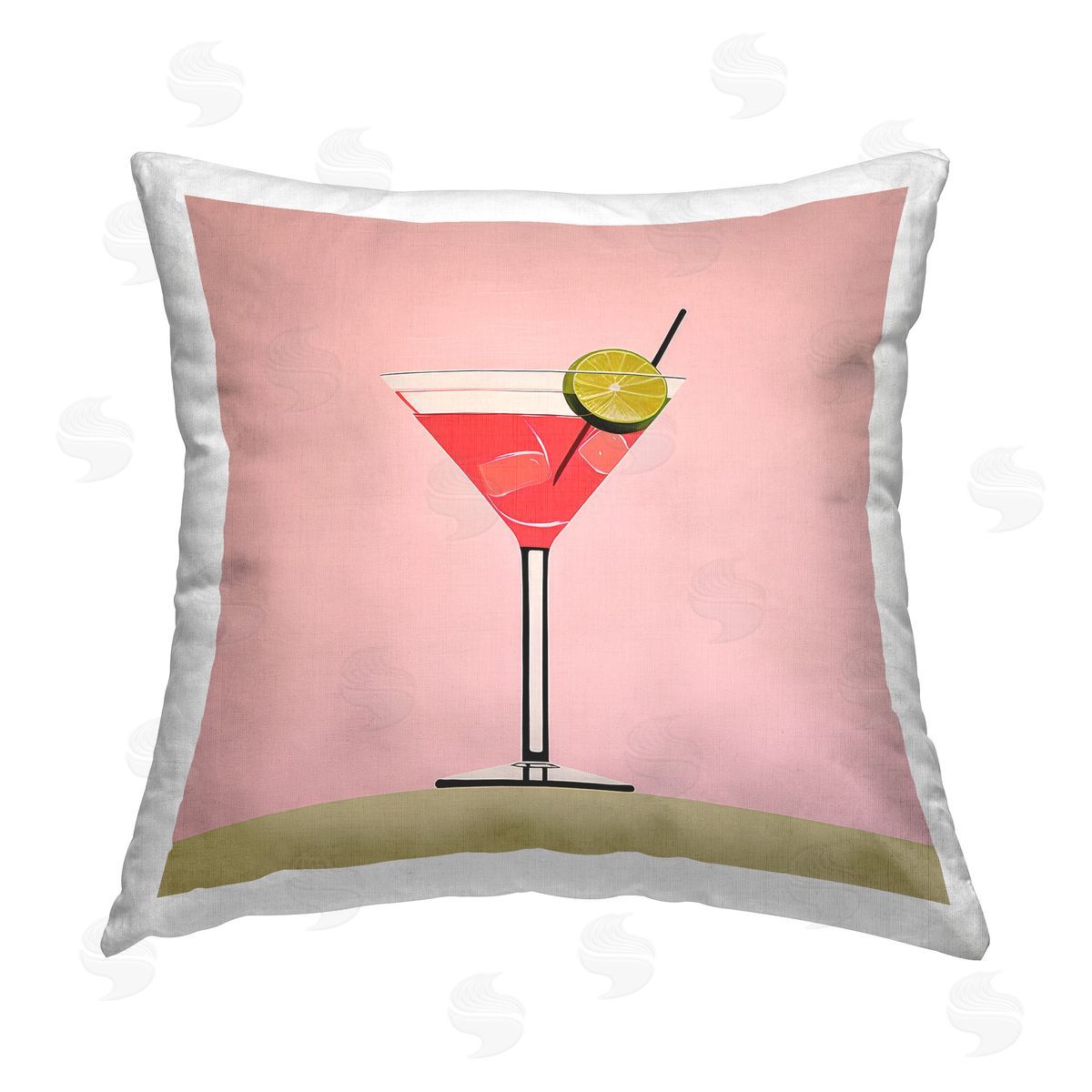 Irena Orlov Pink & Red Martini Printed Plush Polyester Throw Pillow