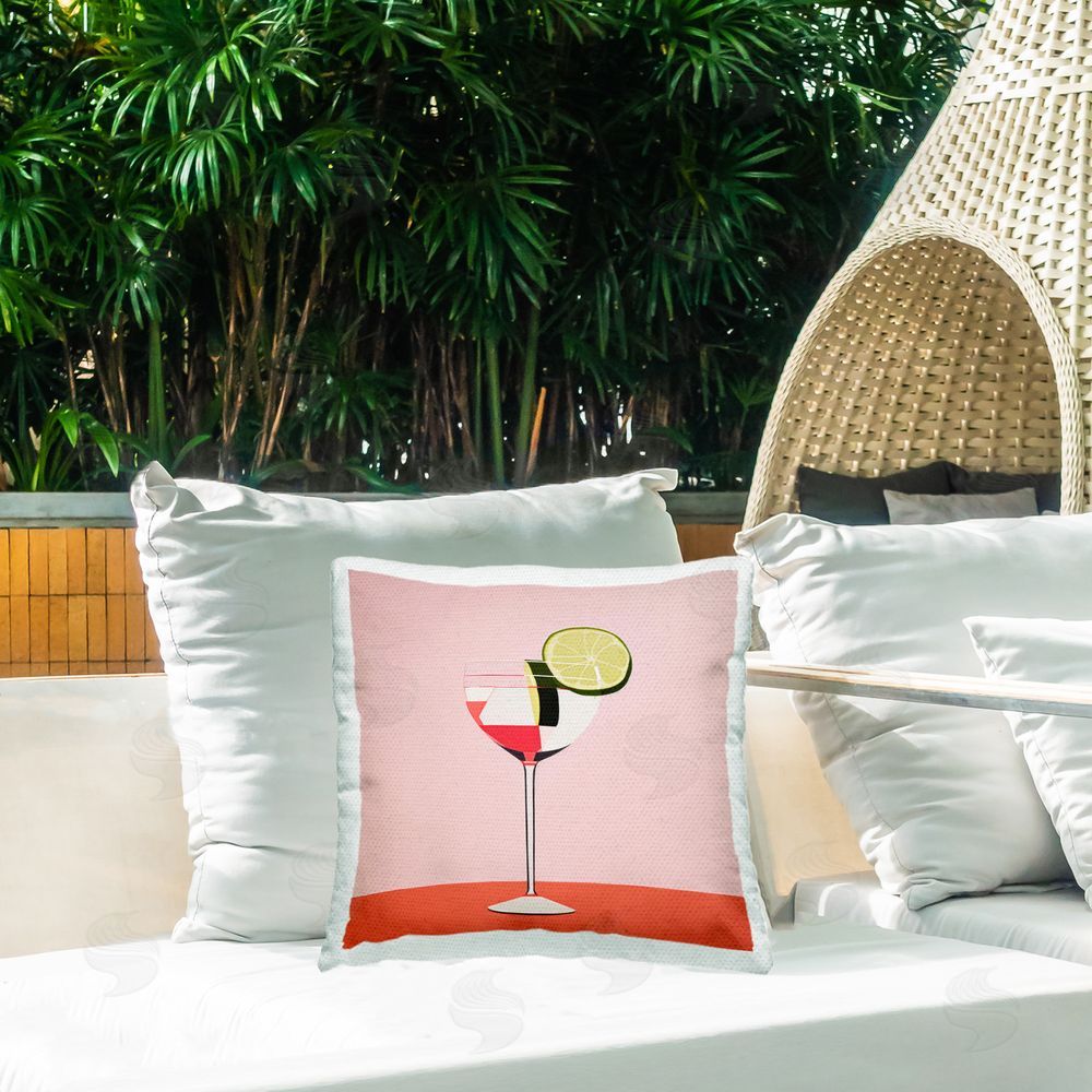 Irena Orlov Cocktail With Lime Outdoor Quick-Dry Polyester Printed Throw Pillow in Back Yard