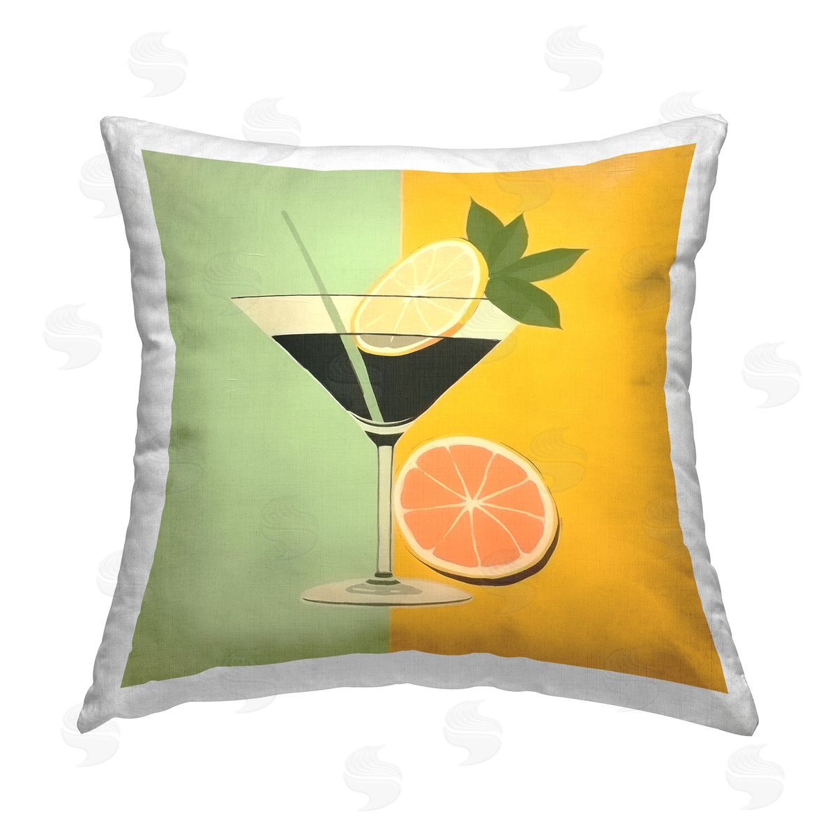 Irena Orlov Citrus Cocktail Drink Printed Plush Polyester Throw Pillow