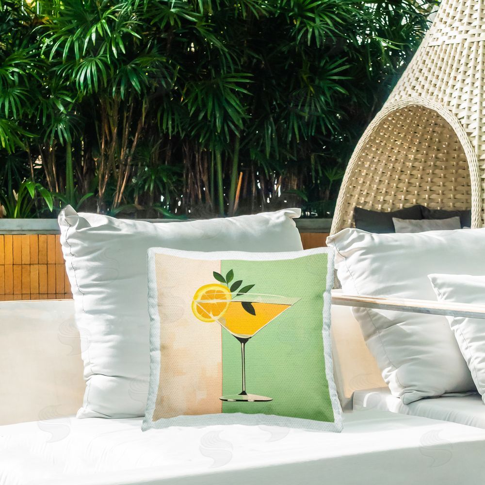 Irena Orlov Citrus Martini Drink Outdoor Quick-Dry Polyester Printed Throw Pillow in Back Yard
