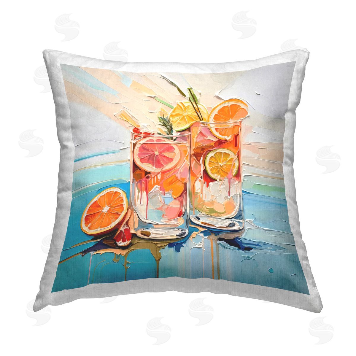 Irena Orlov Tropical Citrus Splash Printed Plush Polyester Throw Pillow