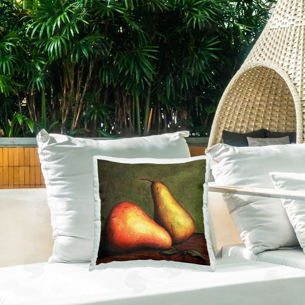 Connie Resch Pears Still Life Outdoor Quick-Dry Polyester Printed Throw Pillow in Back Yard