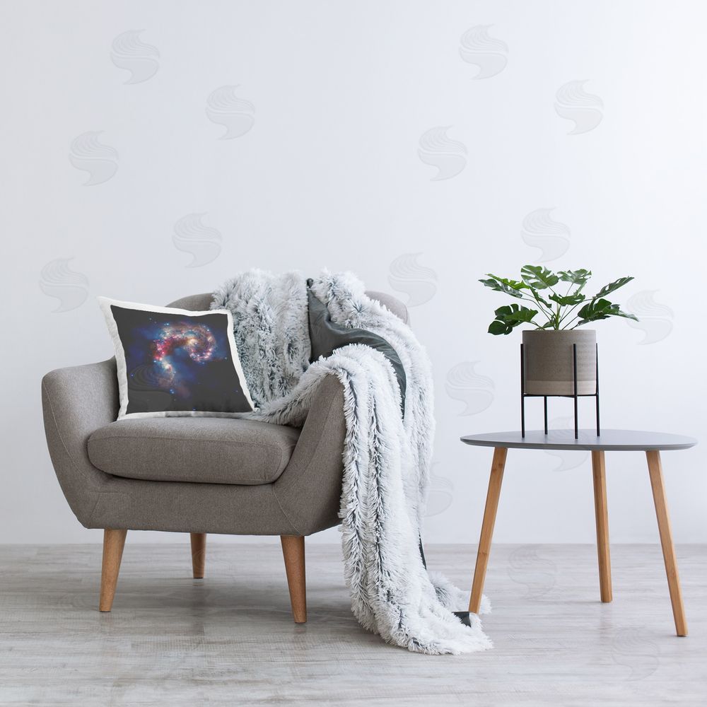 Wild Apple Portfolio Vivid Nebula Galaxy Printed Plush Polyester Throw Pillow On Chair