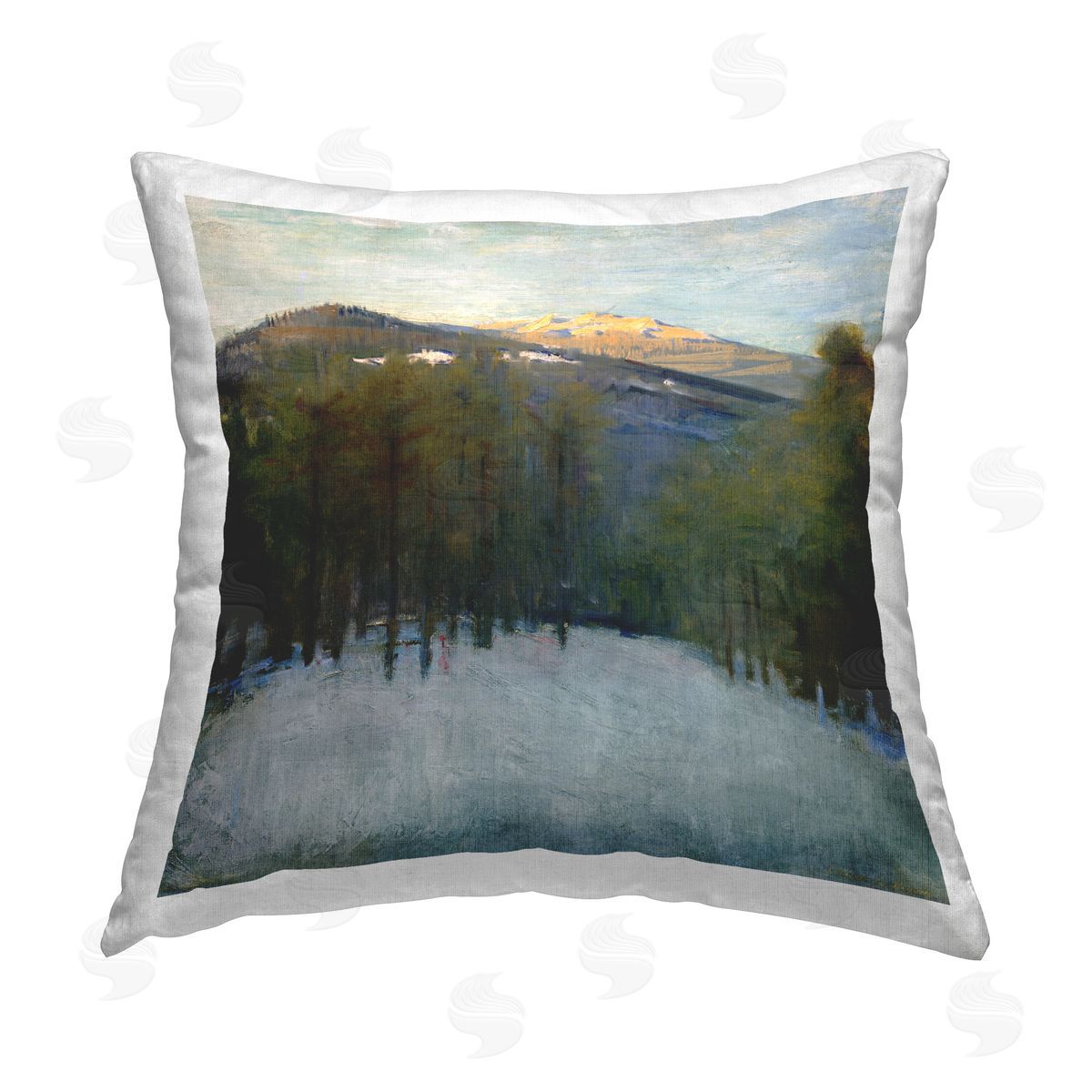 Abbott Handerson Thayer Winter Forest Scene Printed Plush Polyester Throw Pillow