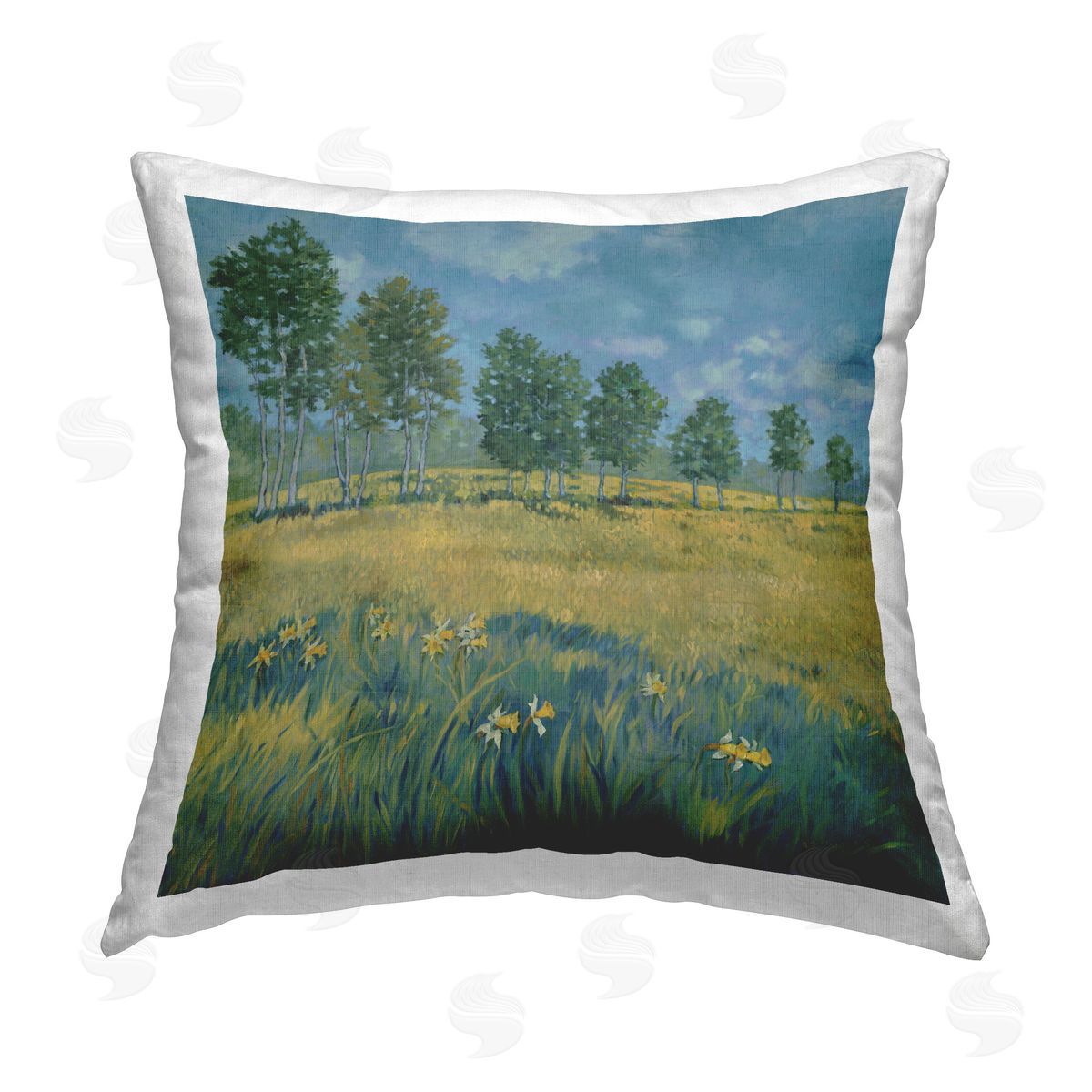 Graham Reynolds Daffodil Field Landscape Printed Plush Polyester Throw Pillow