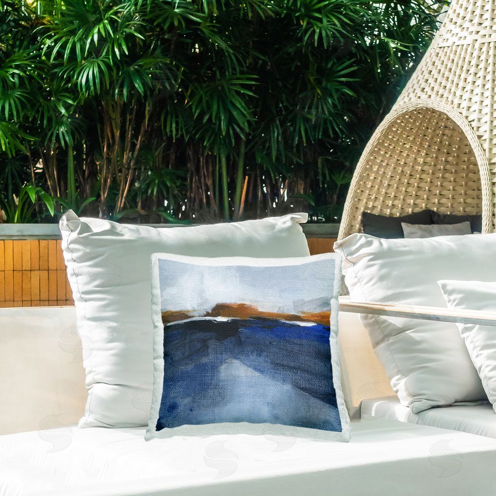 M. Gloria Hunter Ocean Cliffs Impression Outdoor Quick-Dry Polyester Printed Throw Pillow in Back Yard