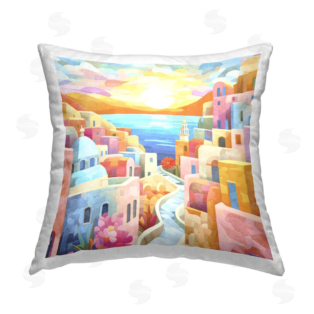 Andrea Haase Pastel Seaside Dreams Printed Plush Polyester Throw Pillow