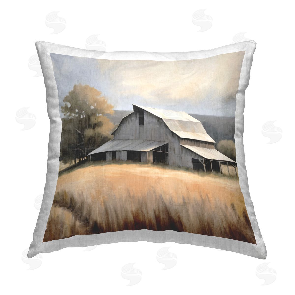 Kim Allen Peaceful Barn in Field Printed Plush Polyester Throw Pillow