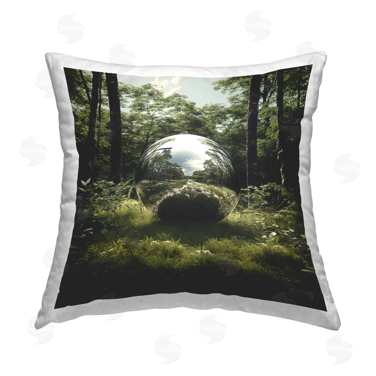 Roozbeh Bahramali Reflective Ball in Nature Printed Plush Polyester Throw Pillow