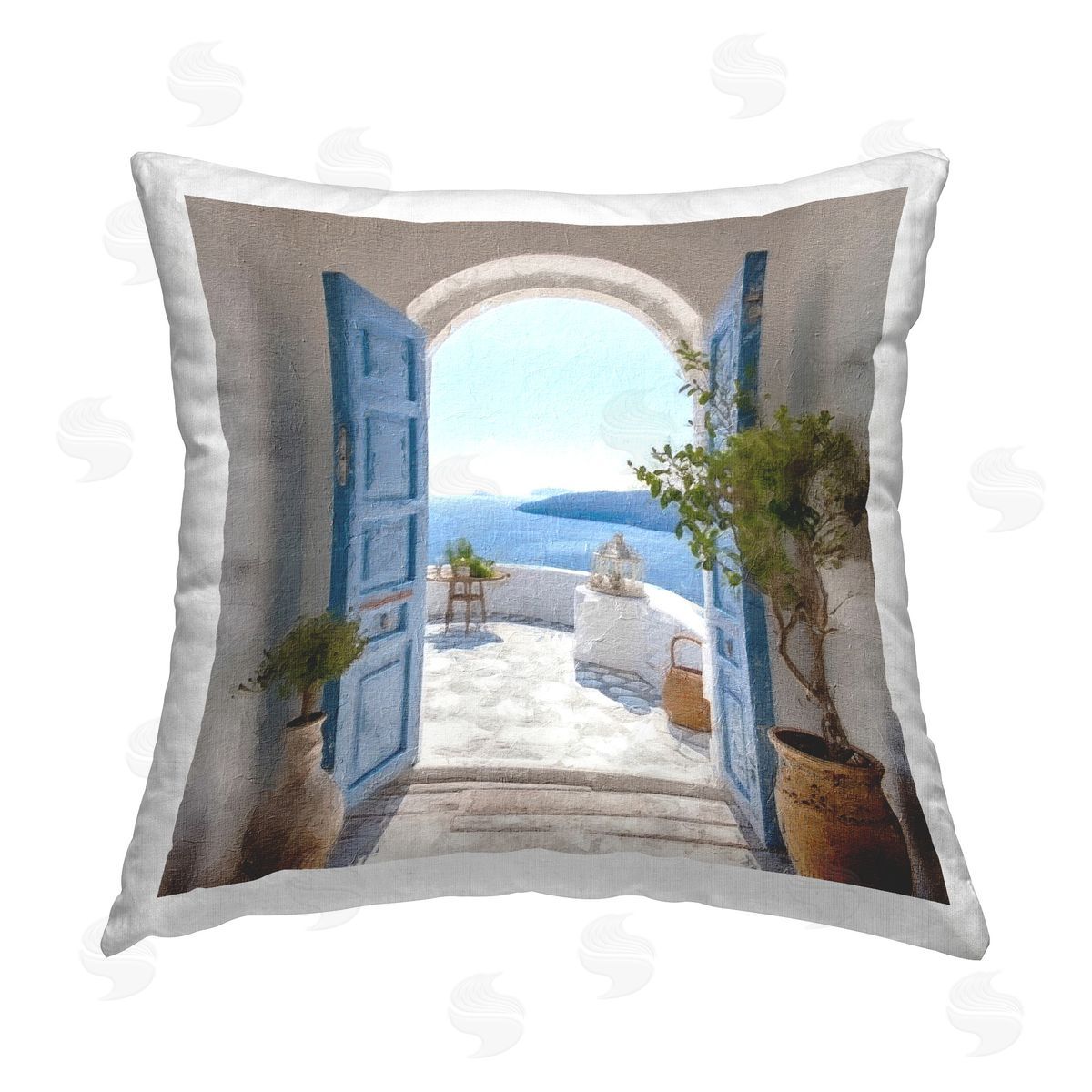 Riley B Coastal Doorway to Sea Printed Plush Polyester Throw Pillow
