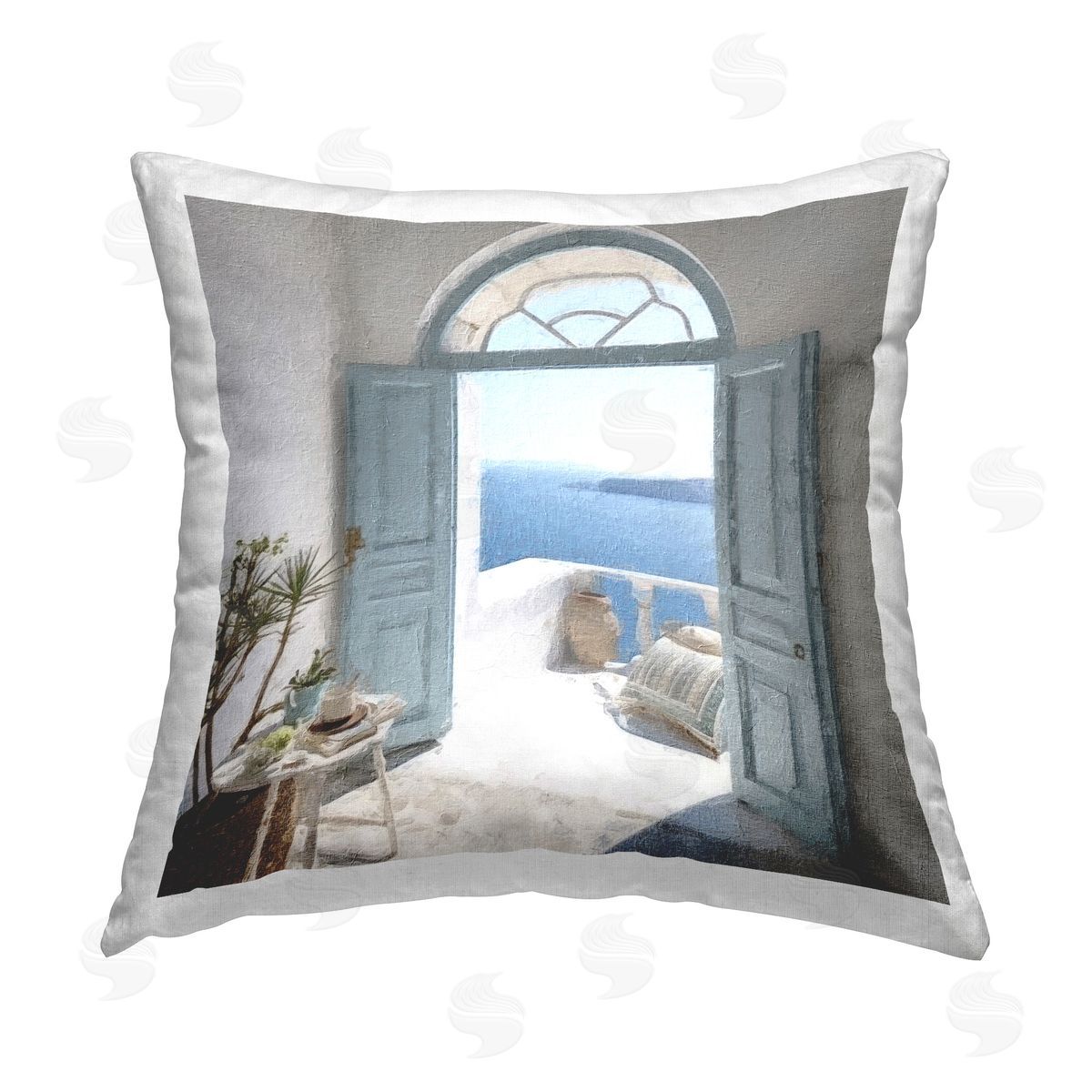 Riley B Open Doorway to Sea Printed Plush Polyester Throw Pillow