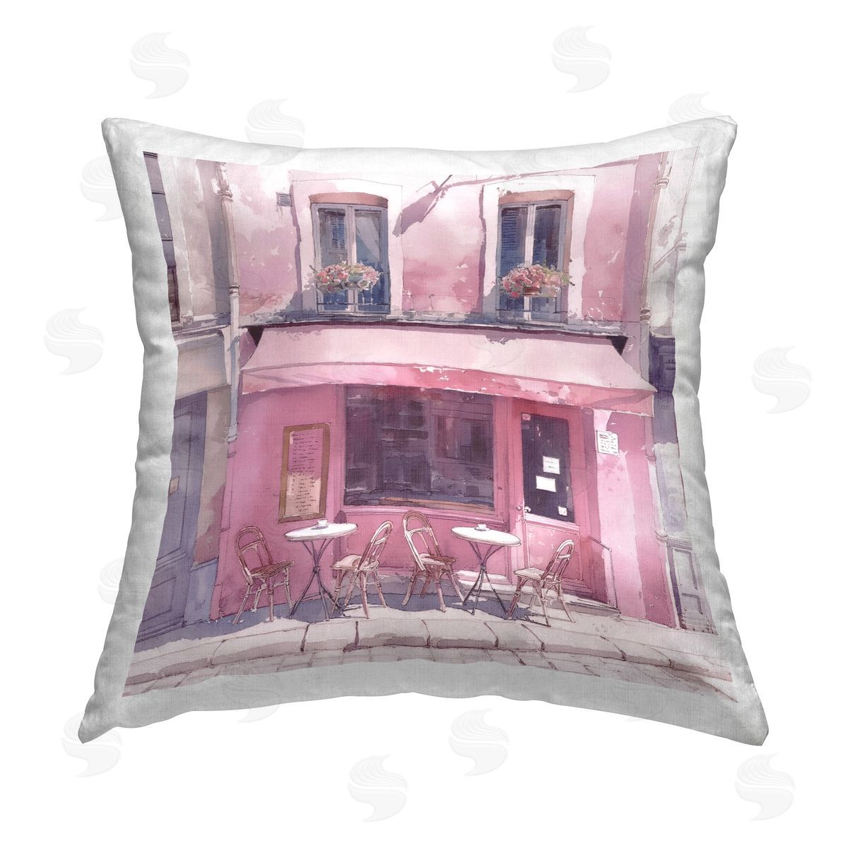 Steve Hunziker Pinkish Delight Caf� Printed Plush Polyester Throw Pillow