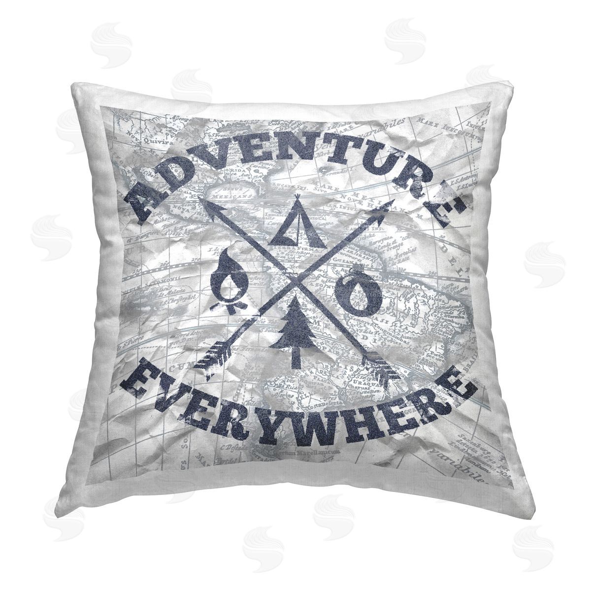 Elizabeth Medley Adventure Everywhere Phrase Printed Plush Polyester Throw Pillow