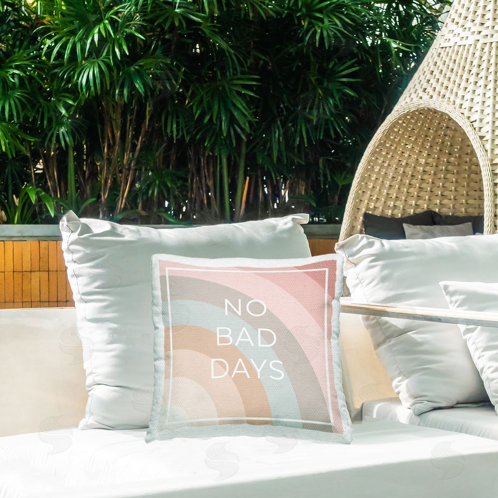 Anna Quach No Bad Days Rainbow Outdoor Quick-Dry Polyester Printed Throw Pillow in Back Yard