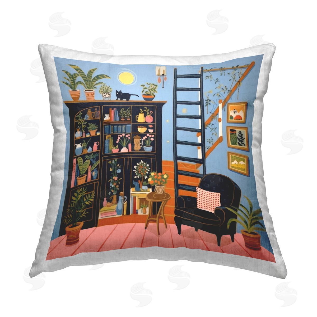 Lazar Studio Eclectic Fun Bookshelf Printed Plush Polyester Throw Pillow