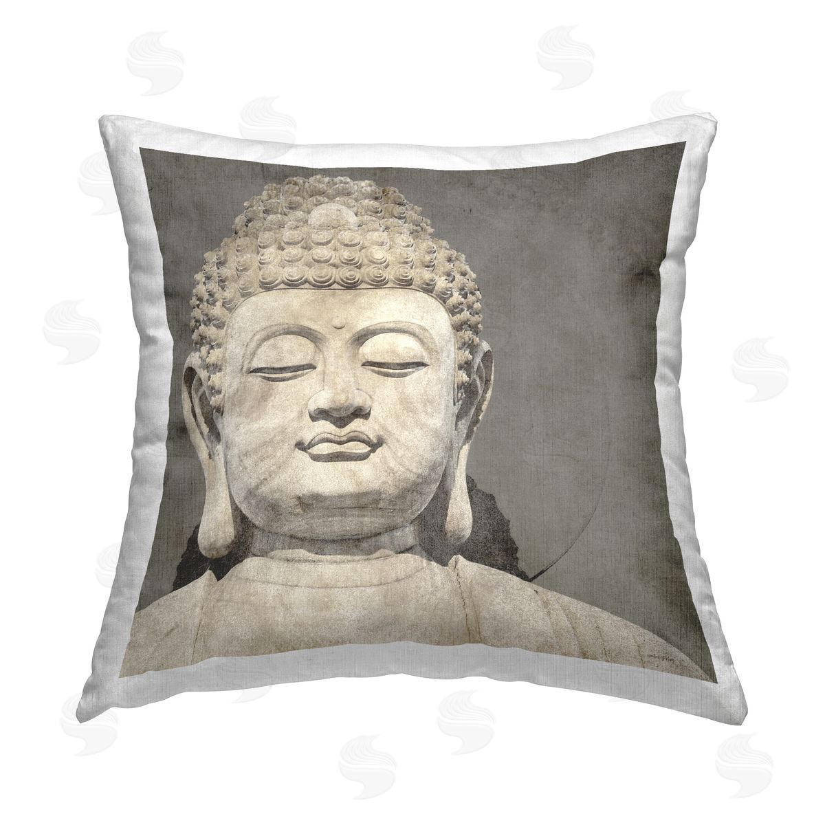 Amber Sterling Rustic Buddha Portrait Printed Plush Polyester Throw Pillow