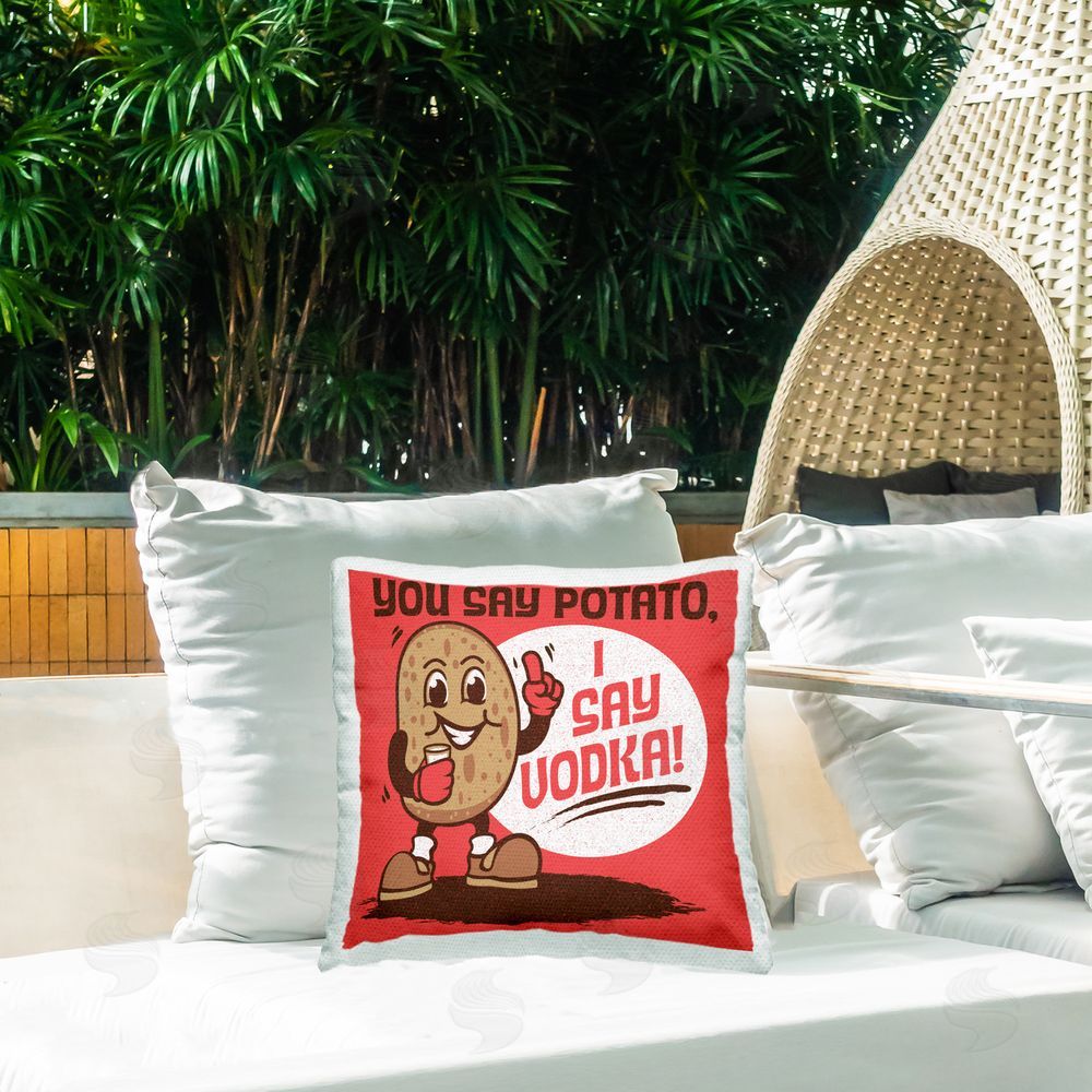 Jedco Brands Inc. Potato & Vodka Outdoor Quick-Dry Polyester Printed Throw Pillow in Back Yard