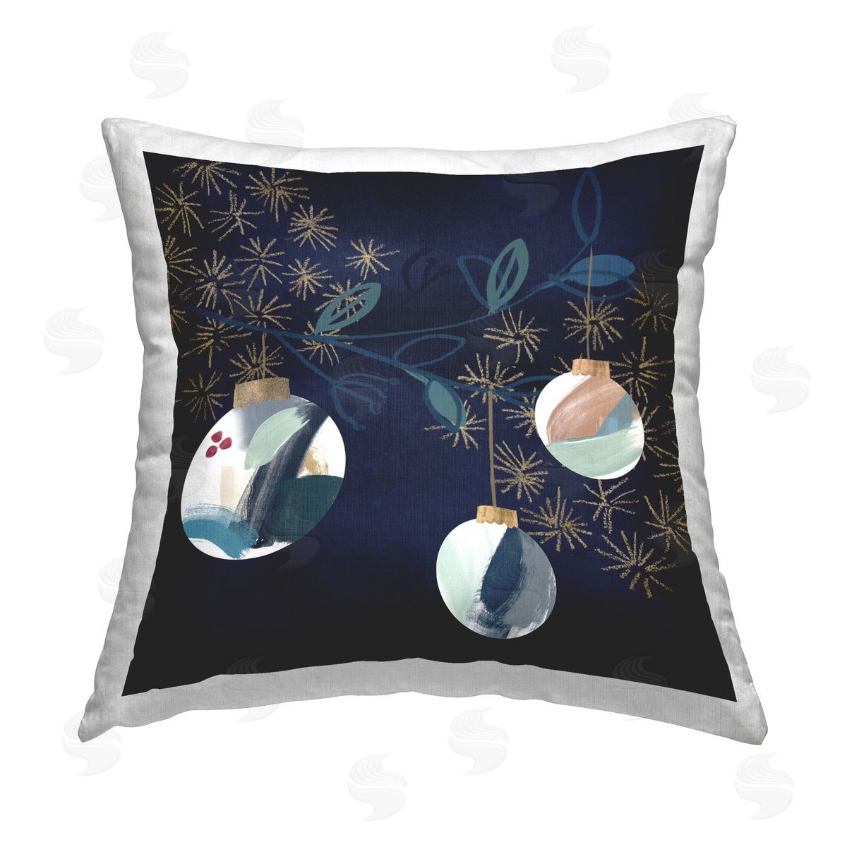 Jennifer Paxton Parker Hanging Christmas Orbs Printed Plush Polyester Throw Pillow