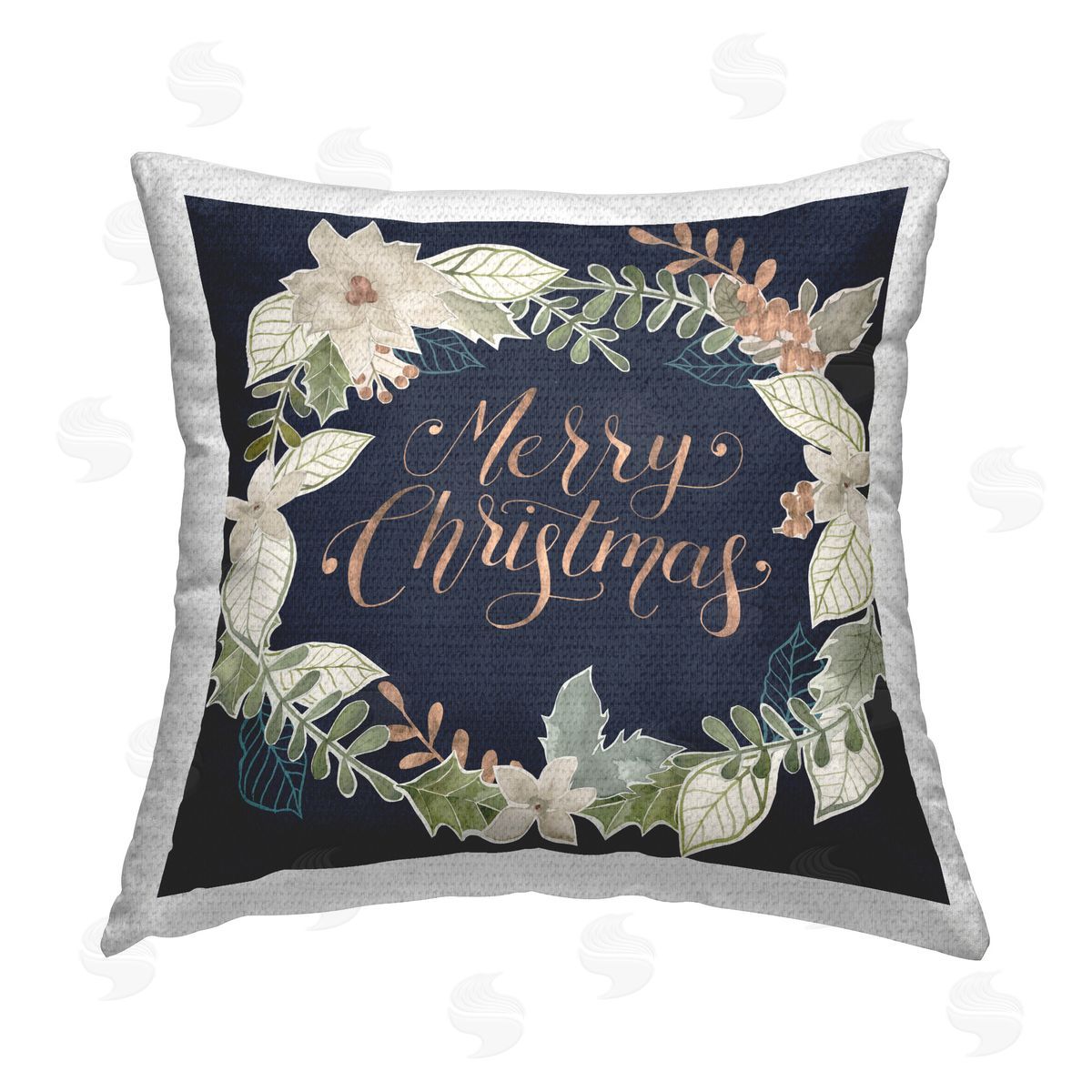 Grace Popp Traditional Christmas Wreath Outdoor Quick-Dry Polyester Printed Throw Pillow