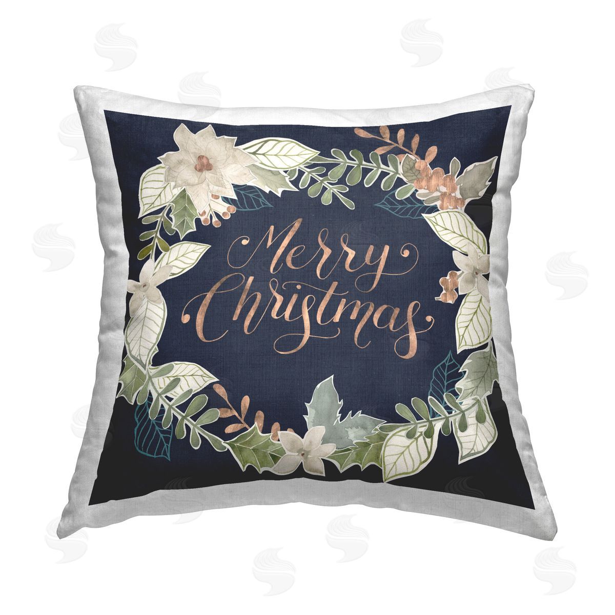 Grace Popp Traditional Christmas Wreath Printed Plush Polyester Throw Pillow