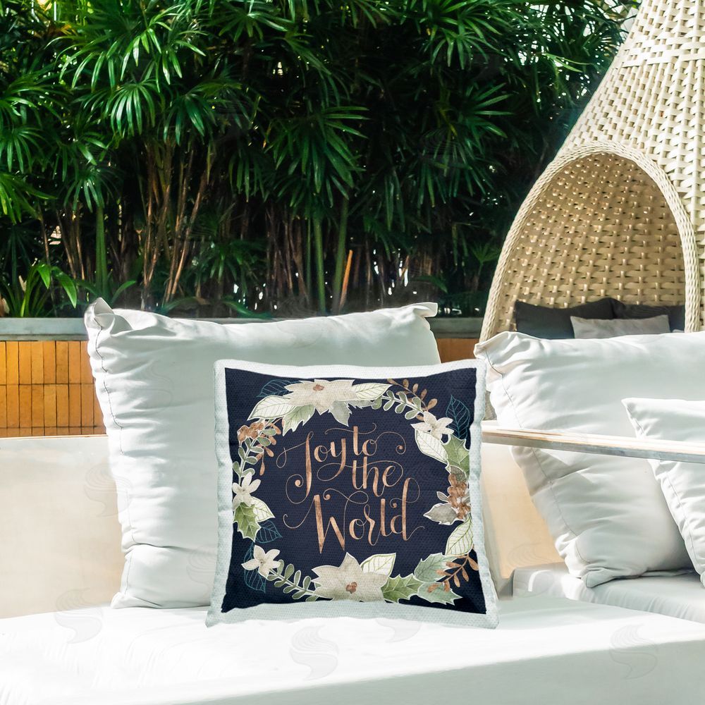 Grace Popp Joy To The World Outdoor Quick-Dry Polyester Printed Throw Pillow in Back Yard