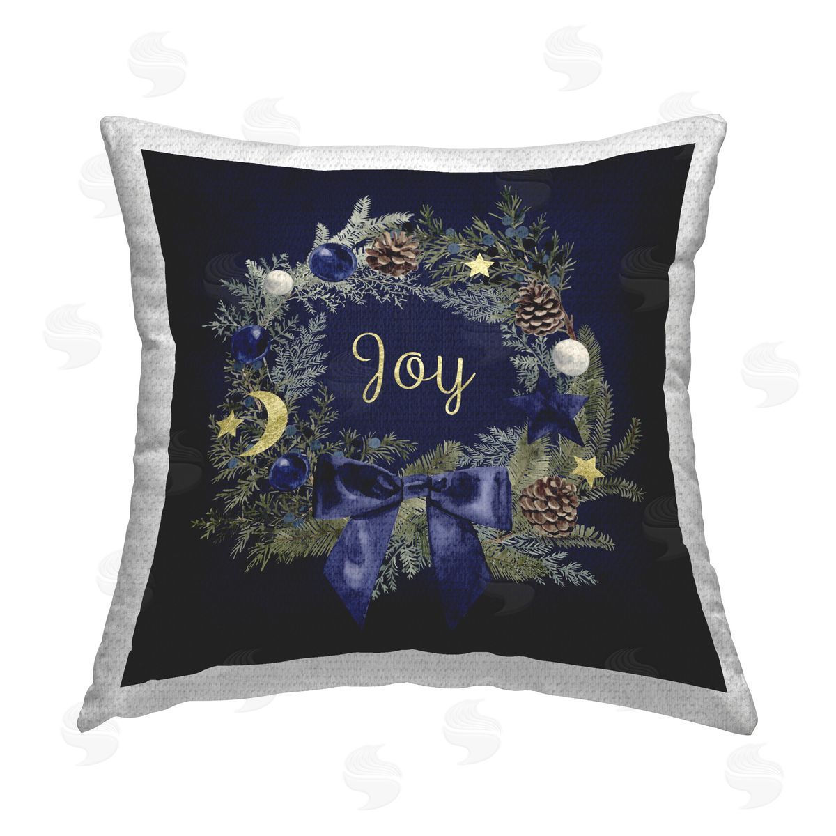 Victoria Barnes Joy Holiday Wreath Outdoor Quick-Dry Polyester Printed Throw Pillow