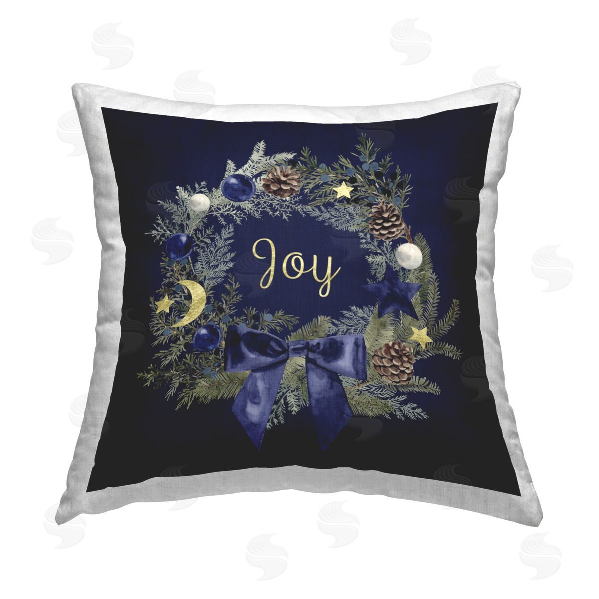 Victoria Barnes Joy Holiday Wreath Printed Plush Polyester Throw Pillow