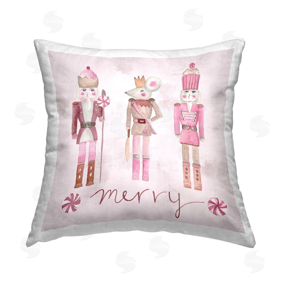 Melissa Hyatt Merry Pink Nutcrackers Printed Plush Polyester Throw Pillow