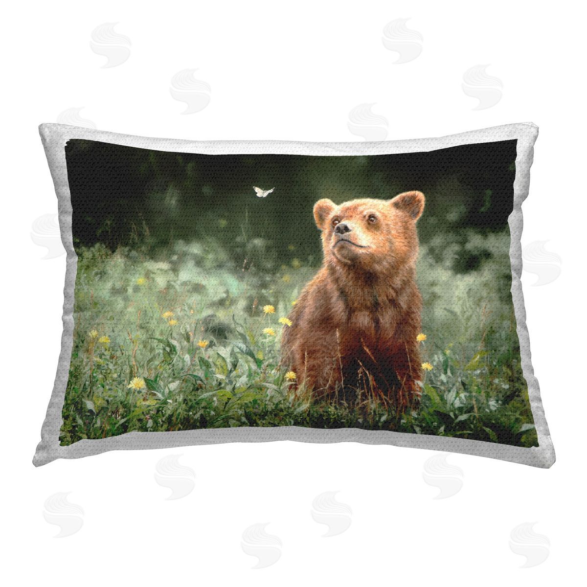 Mark Kelso Baby Bear & Butterfly Outdoor Quick-Dry Polyester Printed Throw Pillow