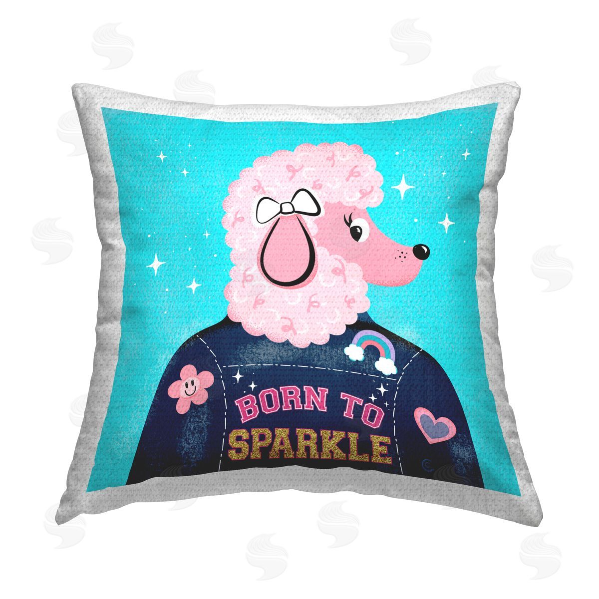 Carrie Cantwell Born To Sparkle Poodle Outdoor Quick-Dry Polyester Printed Throw Pillow