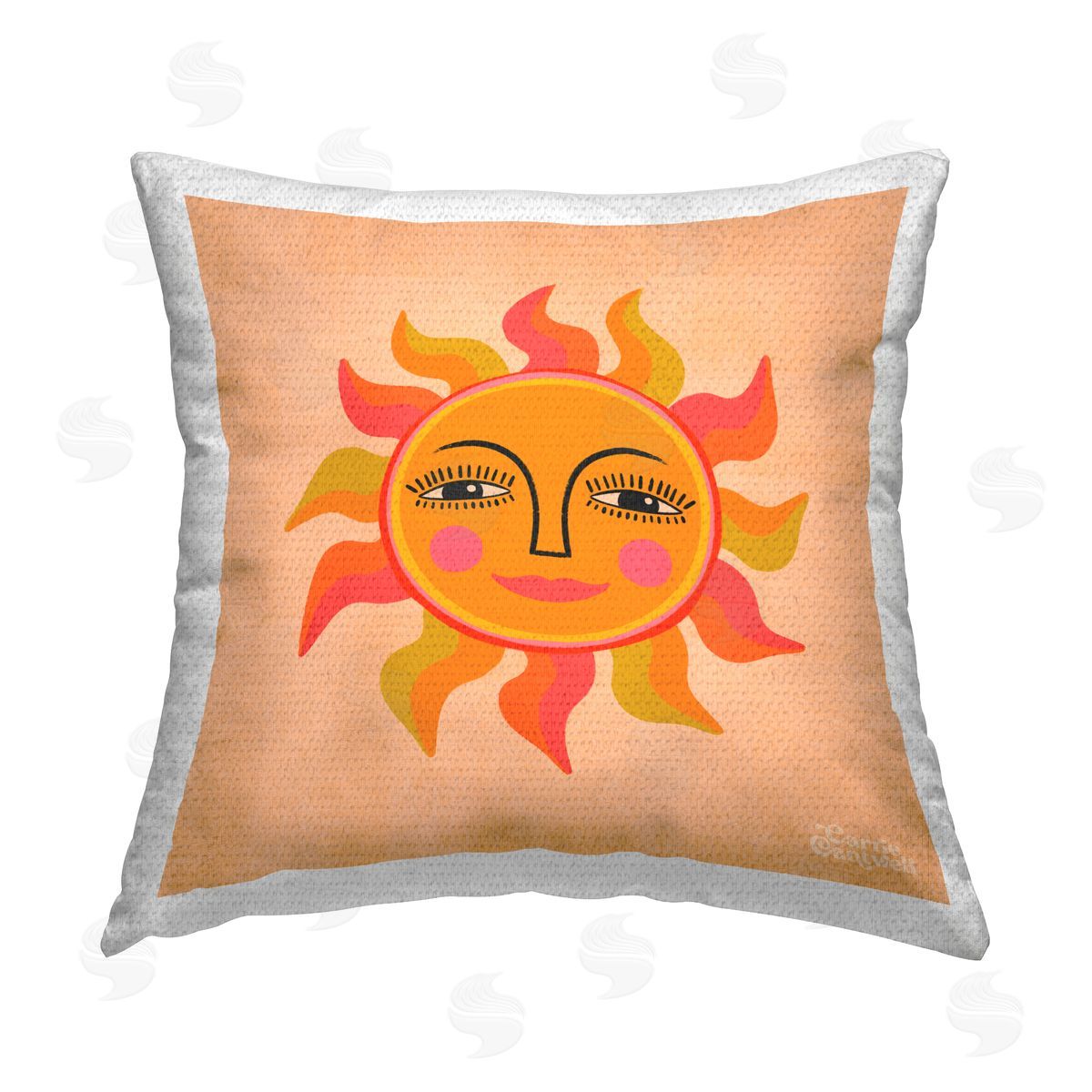 Carrie Cantwell Retro Boho Sun Outdoor Quick-Dry Polyester Printed Throw Pillow