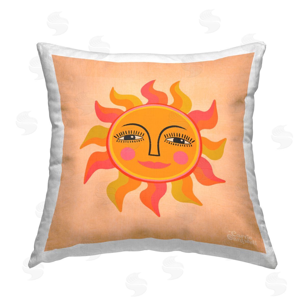 Carrie Cantwell Retro Boho Sun Printed Plush Polyester Throw Pillow