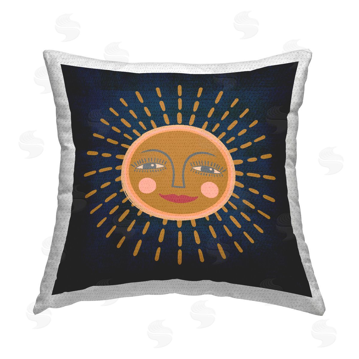 Carrie Cantwell Boho Smile Sun Outdoor Quick-Dry Polyester Printed Throw Pillow