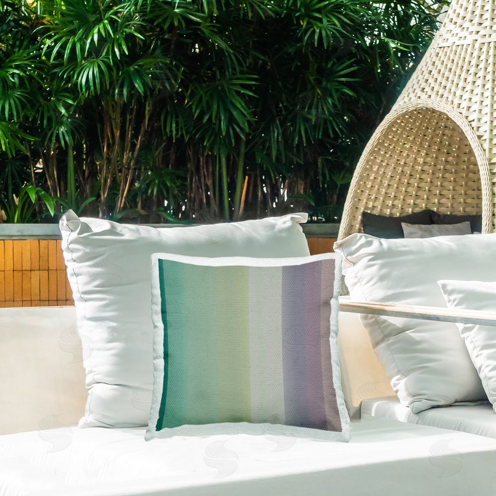 Third & Wall Studios Green & Purple Gradient Outdoor Quick-Dry Polyester Printed Throw Pillow in Back Yard