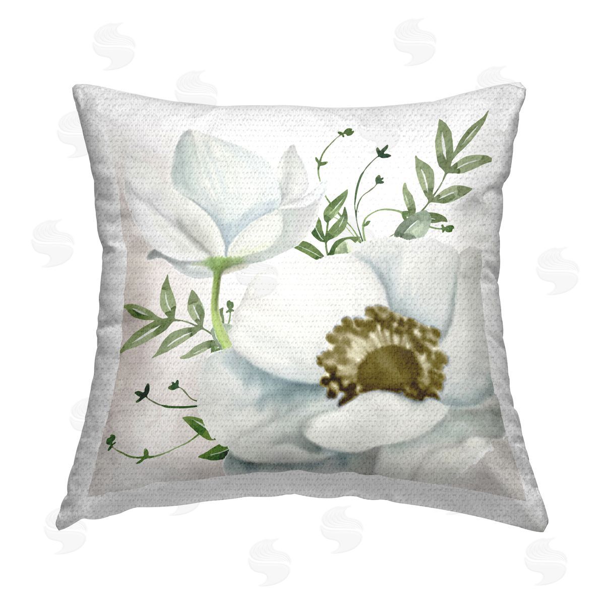 Kim Allen Magnolia & Leaf Sprigs Outdoor Quick-Dry Polyester Printed Throw Pillow