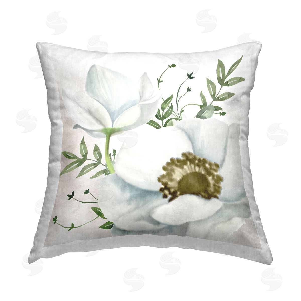 Kim Allen Magnolia & Leaf Sprigs Printed Plush Polyester Throw Pillow