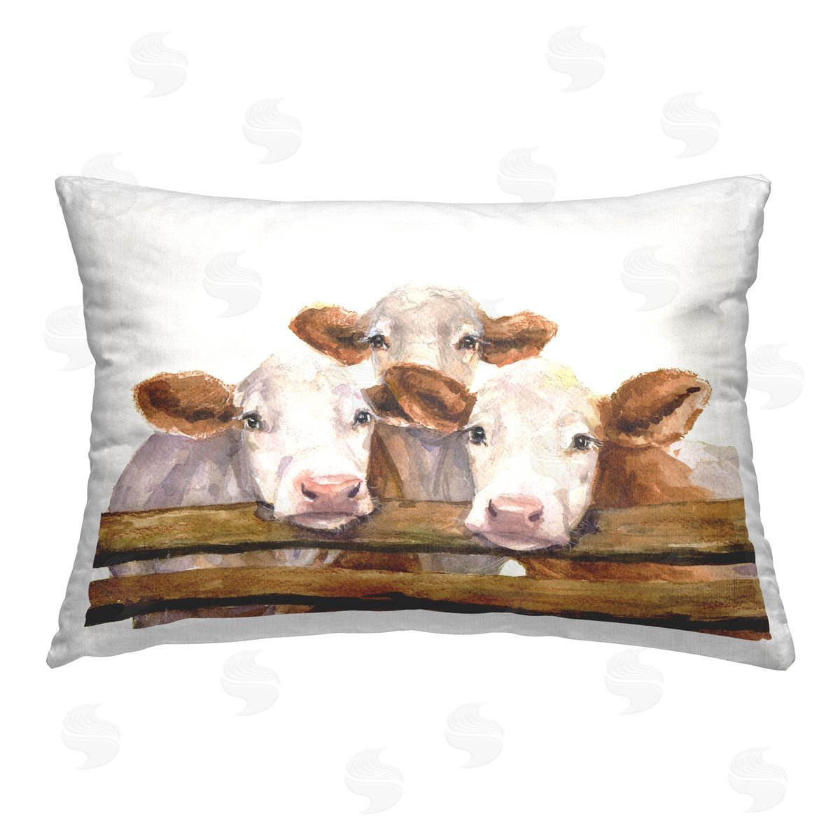 George Dyachenko Three Cow Friends Printed Plush Polyester Throw Pillow