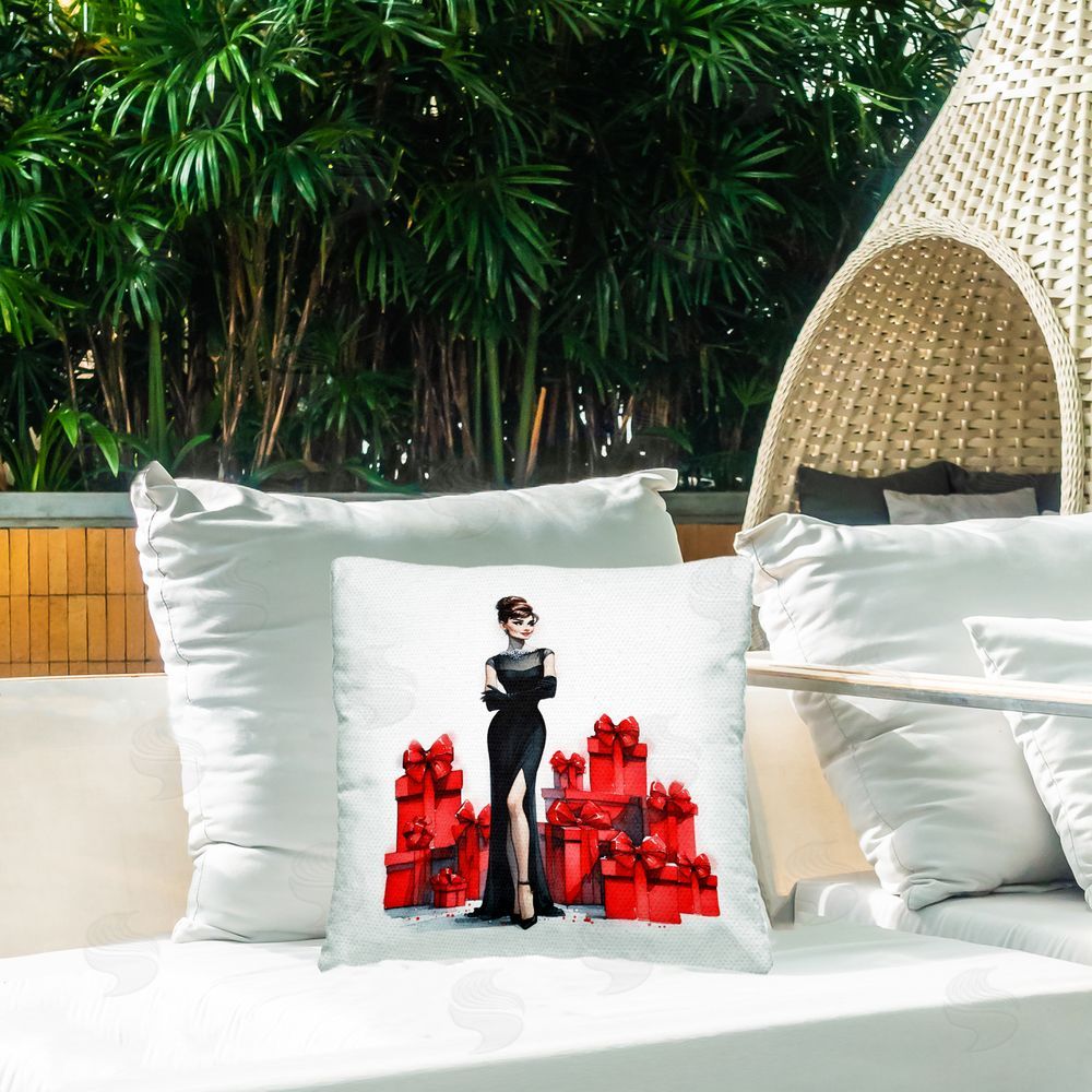 Amanda Greenwood Elegant Woman & Gifts Outdoor Quick-Dry Polyester Printed Throw Pillow in Back Yard