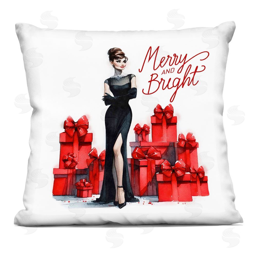 Amanda Greenwood Glam Merry & Bright Printed Plush Polyester Throw Pillow