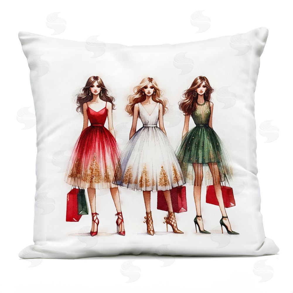 Amanda Greenwood Trendy Christmas Girls Outdoor Quick-Dry Polyester Printed Throw Pillow