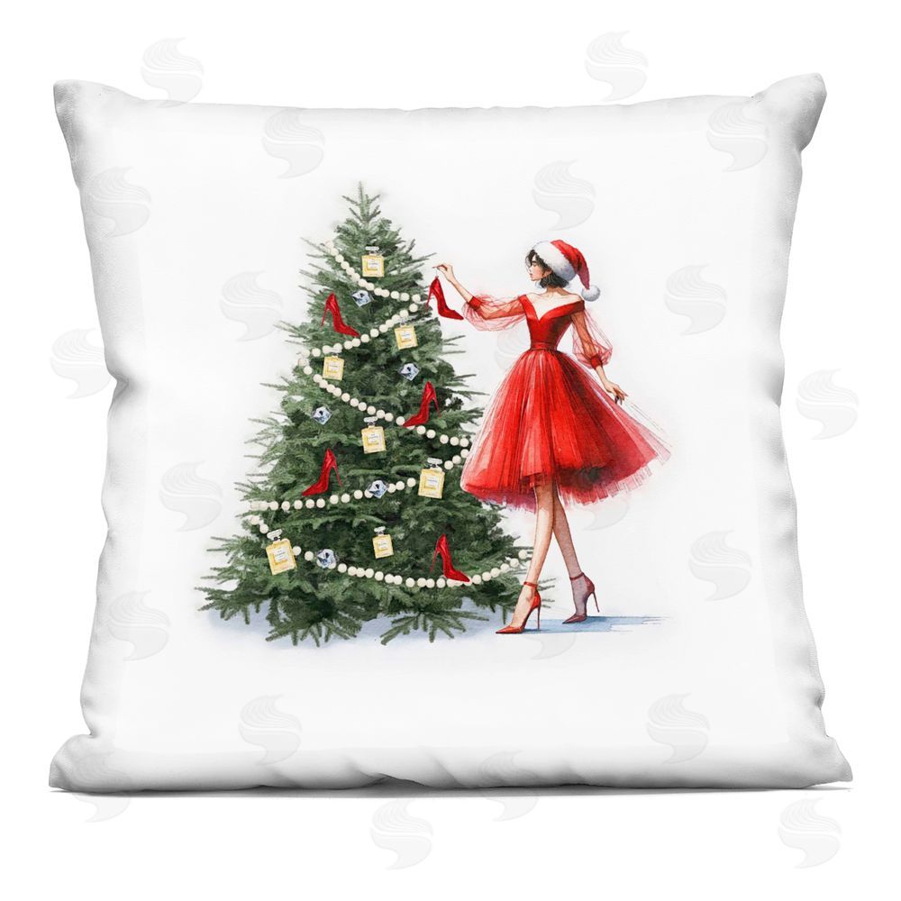 Amanda Greenwood Holiday Tree Glam Accessories Printed Plush Polyester Throw Pillow
