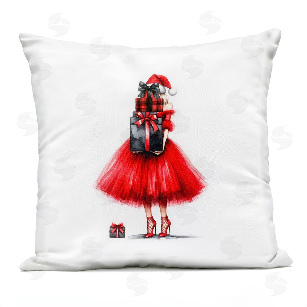 Amanda Greenwood Chic Christmas Gal Outdoor Quick-Dry Polyester Printed Throw Pillow