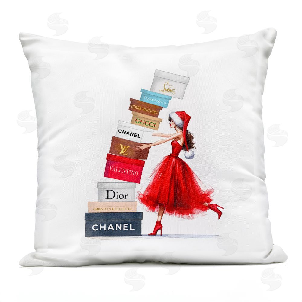 Amanda Greenwood Christmas Shopping Boxes Outdoor Quick-Dry Polyester Printed Throw Pillow