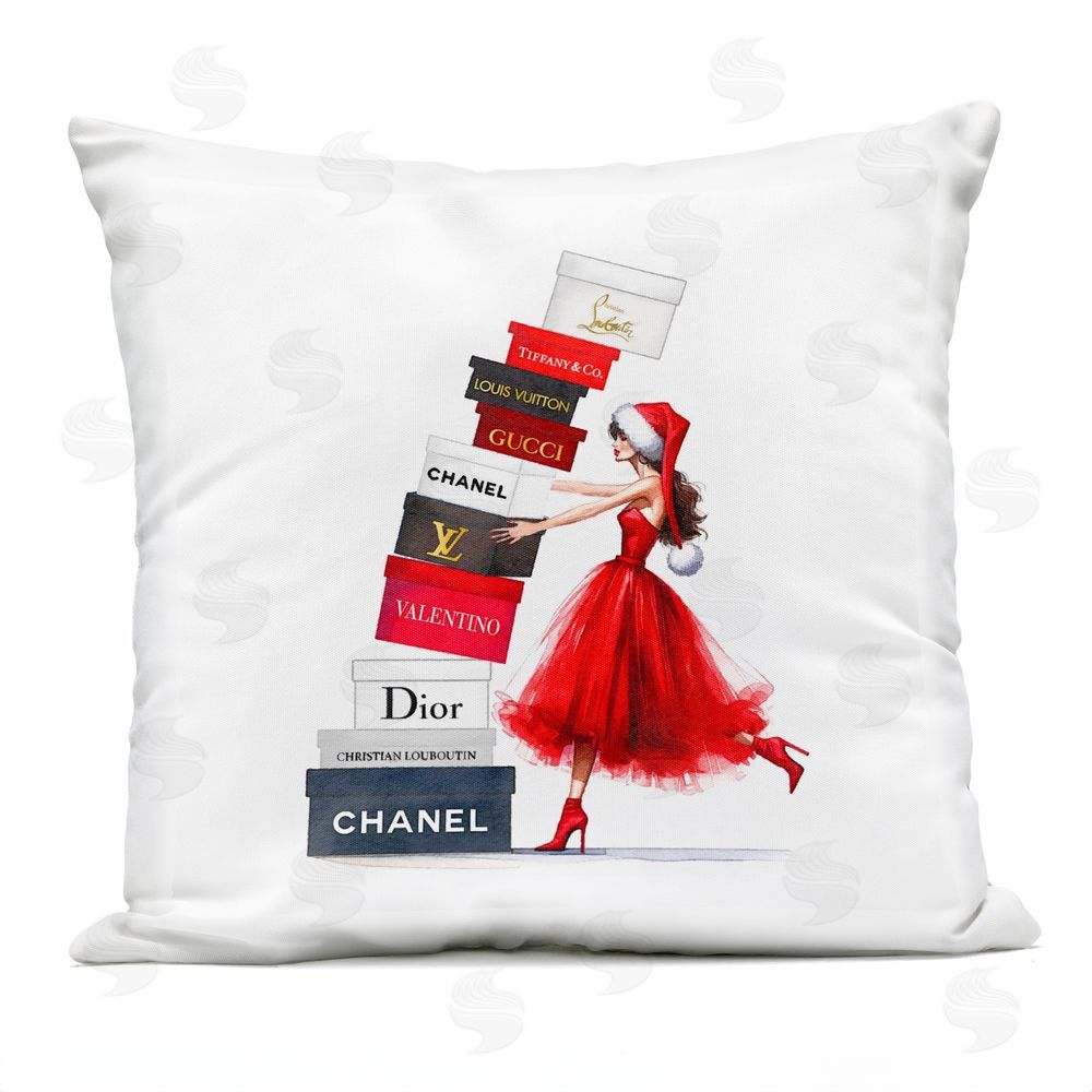 Amanda Greenwood Holiday Glam Shopping Boxes Outdoor Quick-Dry Polyester Printed Throw Pillow