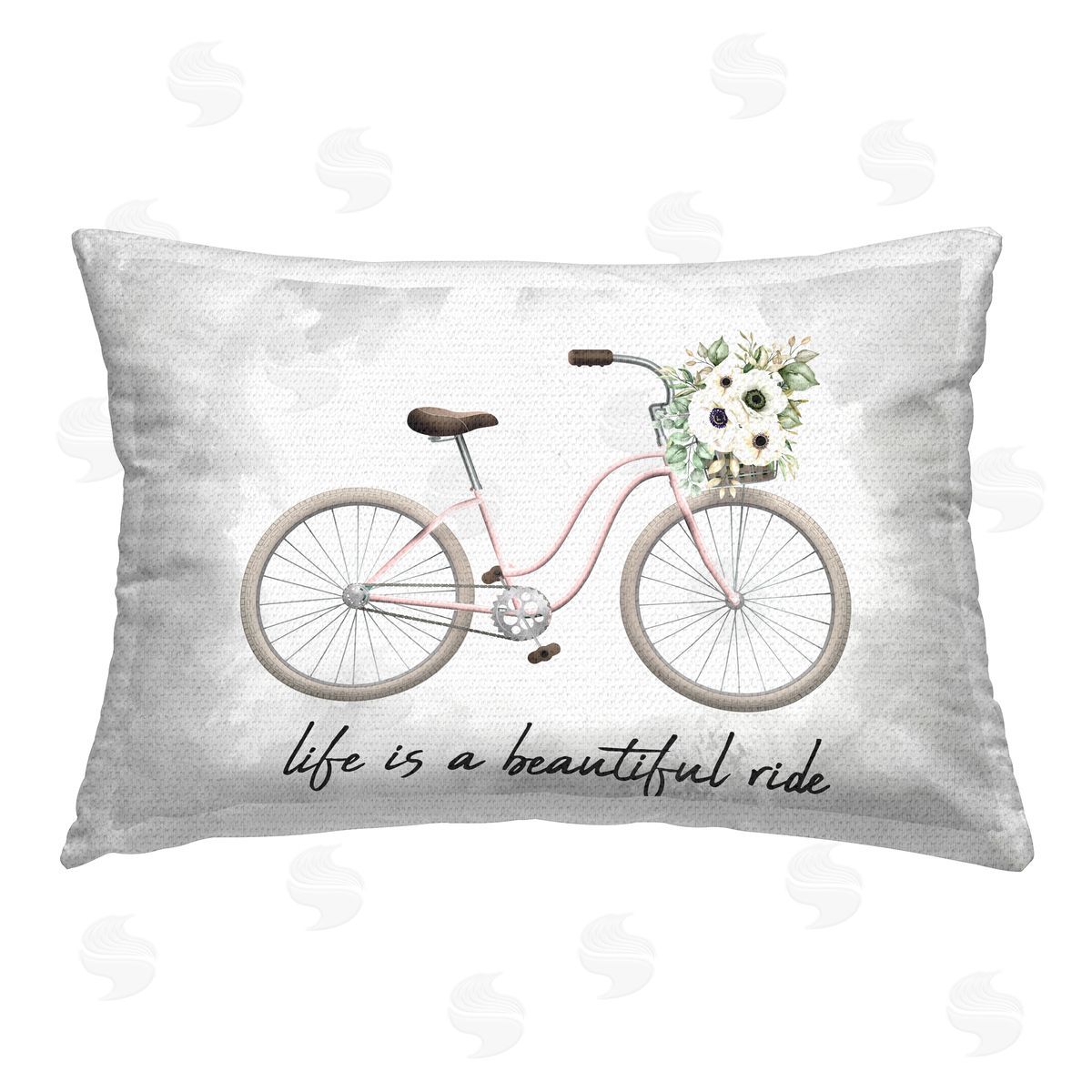 Kim Allen Beautiful Ride Floral Bike Outdoor Quick-Dry Polyester Printed Throw Pillow