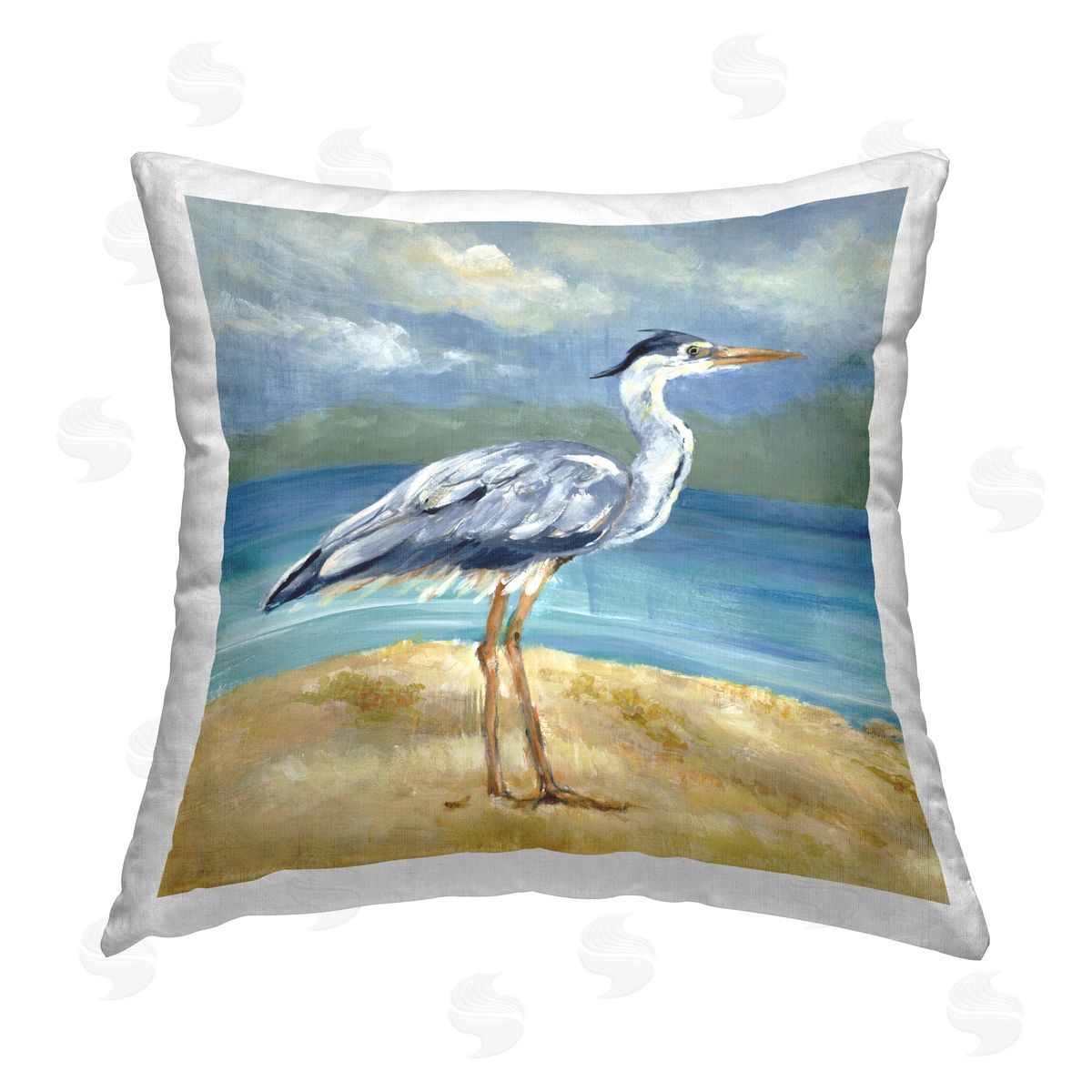 Lanie Loreth Heron by the Sea Printed Plush Polyester Throw Pillow
