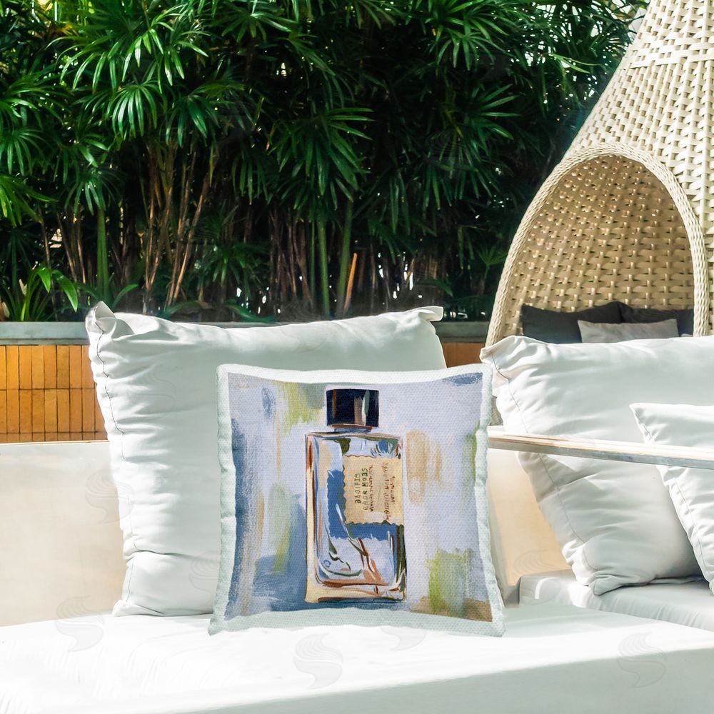 Melissa Wang Makeup Bottle Paint Strokes Outdoor Quick-Dry Polyester Printed Throw Pillow in Back Yard