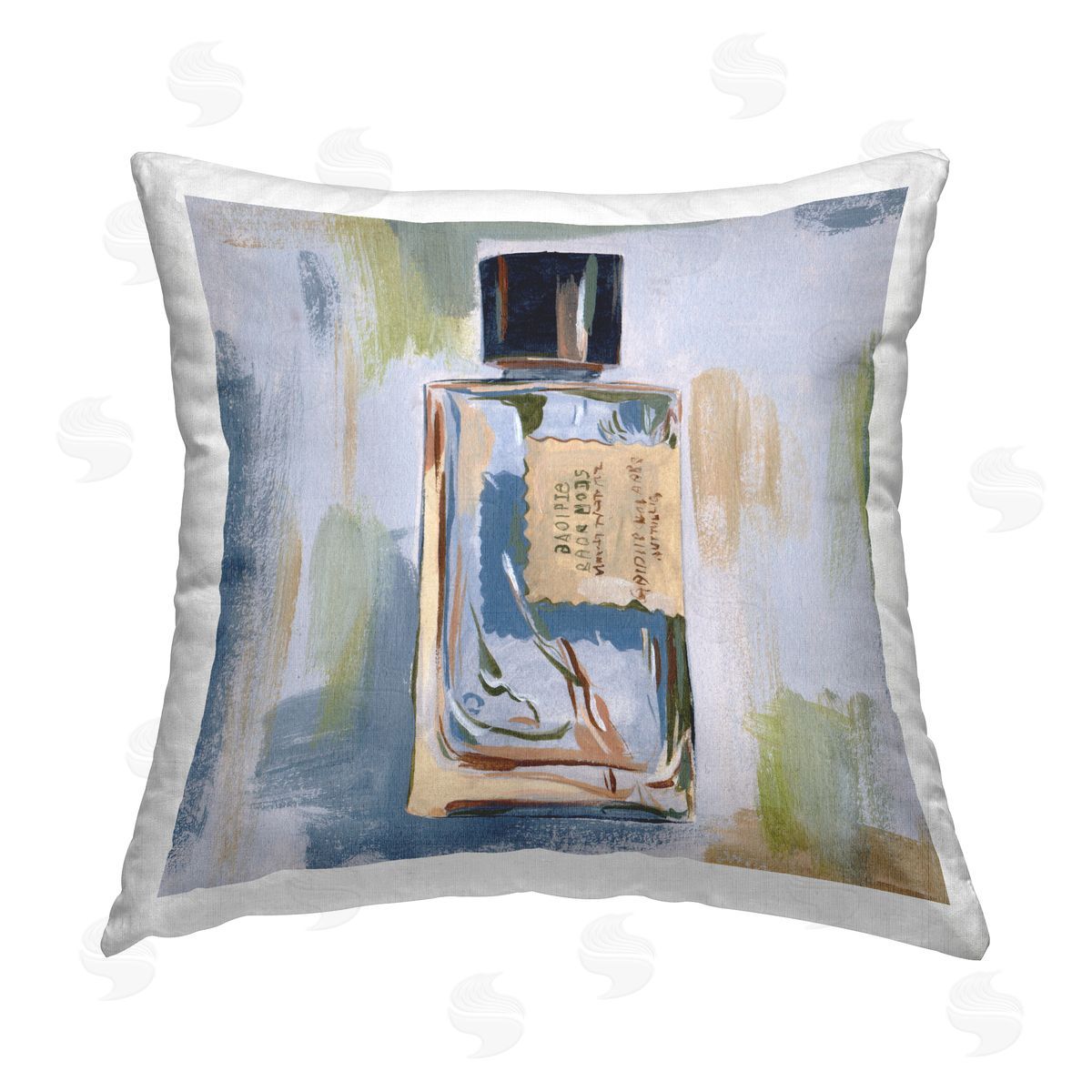 Melissa Wang Makeup Bottle Paint Strokes Printed Plush Polyester Throw Pillow