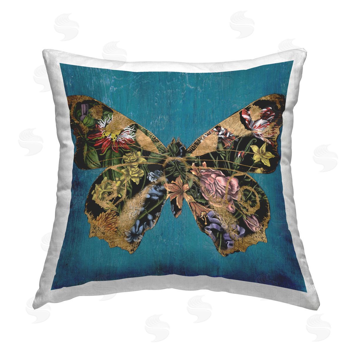 Naomi McCavitt Vivid Blue with Butterfly Printed Plush Polyester Throw Pillow