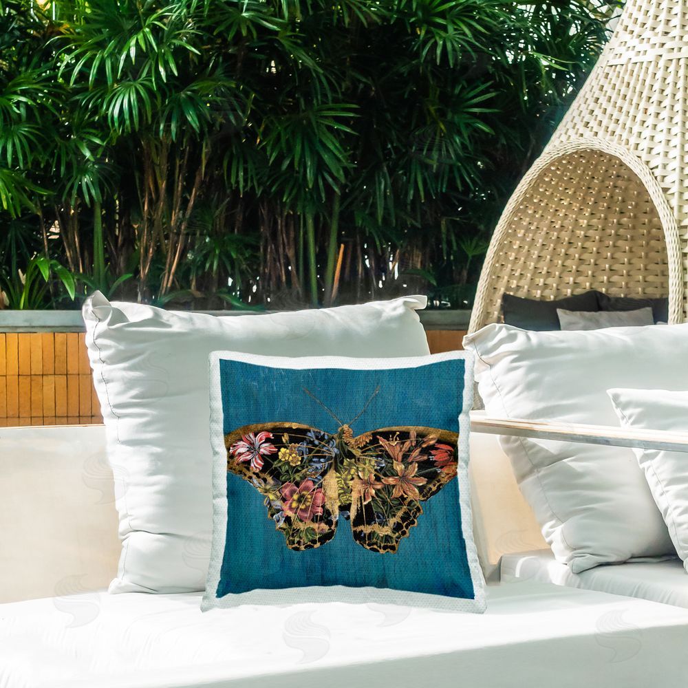 Naomi McCavitt Lily Pattern Butterfly Outdoor Quick-Dry Polyester Printed Throw Pillow in Back Yard